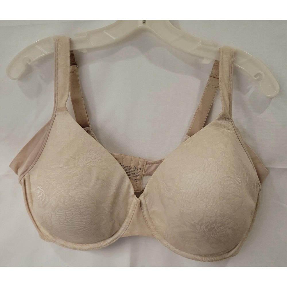 Bali Full Coverage Bra Size 40D Lightly Lined Nude Beige Adjustable Straps